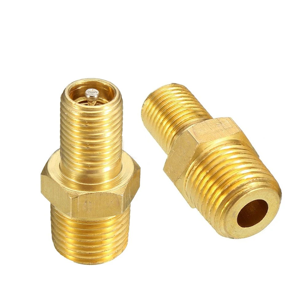 2PCS 1/8" NPT MPT Solid Brass Air Compressor Tank Fill Valve Hexagonal Valves & Parts Car Accessories M8 M10 images - 6