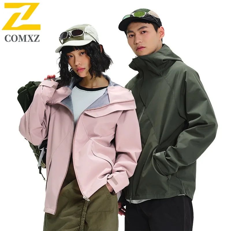 COMXZ Versatile Outdoor Mens Jacket Lightweight Mountaineering Windproof Jackets Premium Hooded Travel Durable Autumn Coats