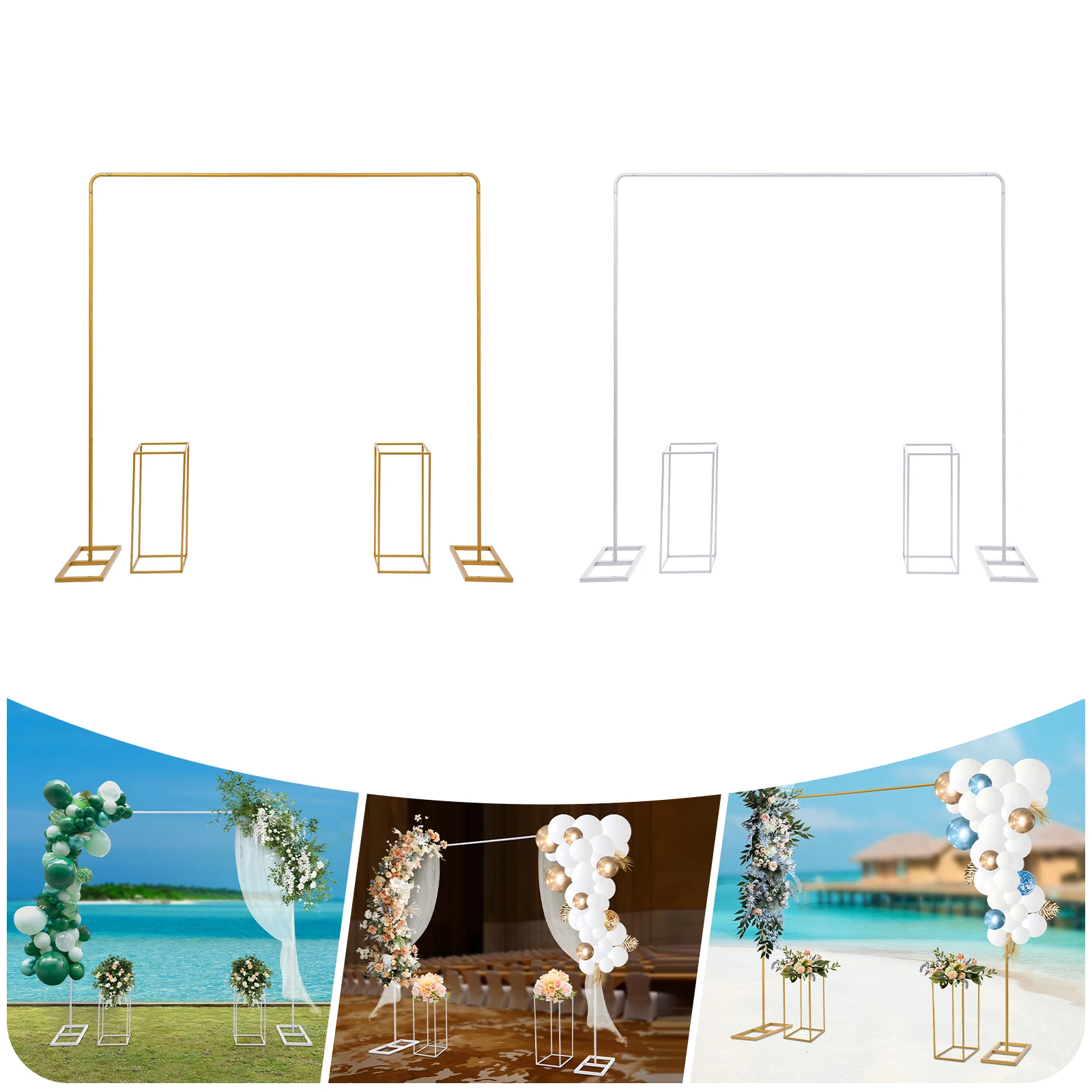 White/Gold Balloon Stand with Flower Stands Metal Wedding Stand Wedding Backdrop
