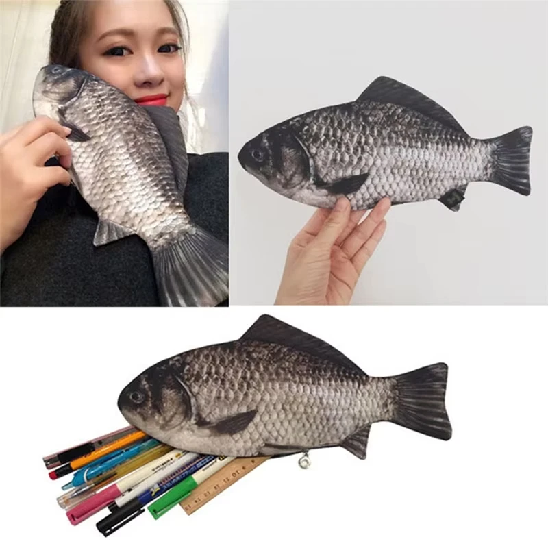 잉어 모양 필통, 사실적인 물고기 모양 연필 가방, 문구 가방, 지퍼가 달린 화장품 파우치, 신학기 필통, 펜 가방