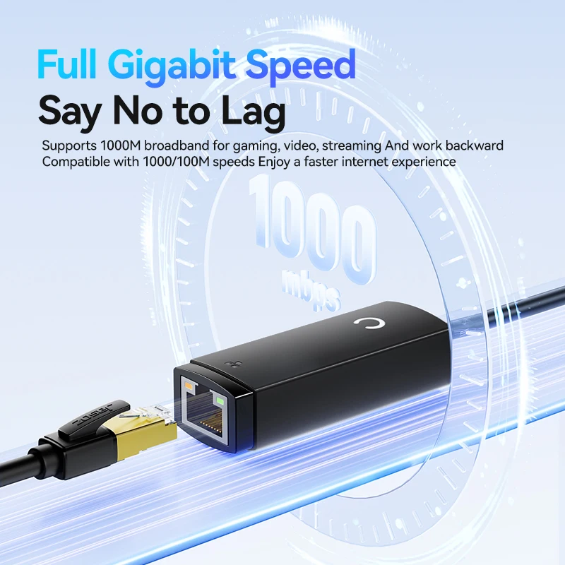 High-Speed USB-C to Gigabit Ethernet Adapter – RJ45 to USB 3.0/Thunderbolt 3