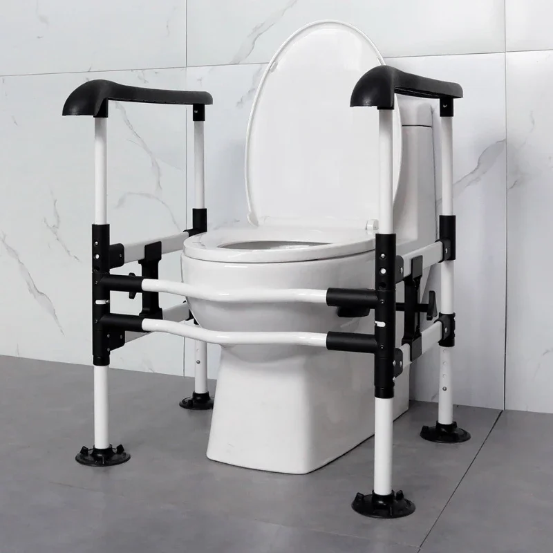 Elderly Toilet Seat with Handrails Punch-Free Safety Bracket Assisted Getting Up Railings Strong Load Bearing Toilet Armrest