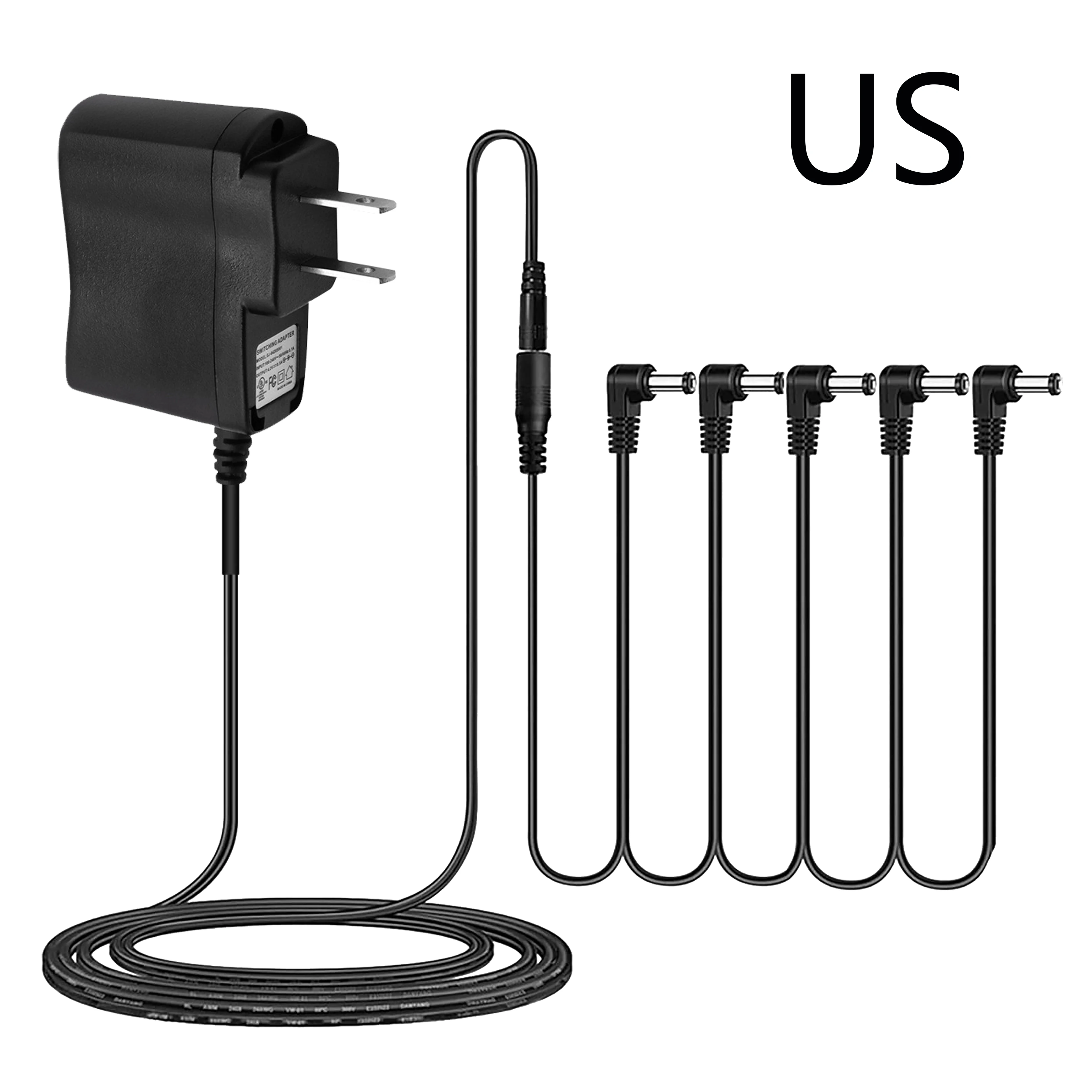 Pedal Power Supply Adapter 9V DC 0.5A for Guitar Effect Pedal With 5 Heads Daisy Cables Without Any Noise