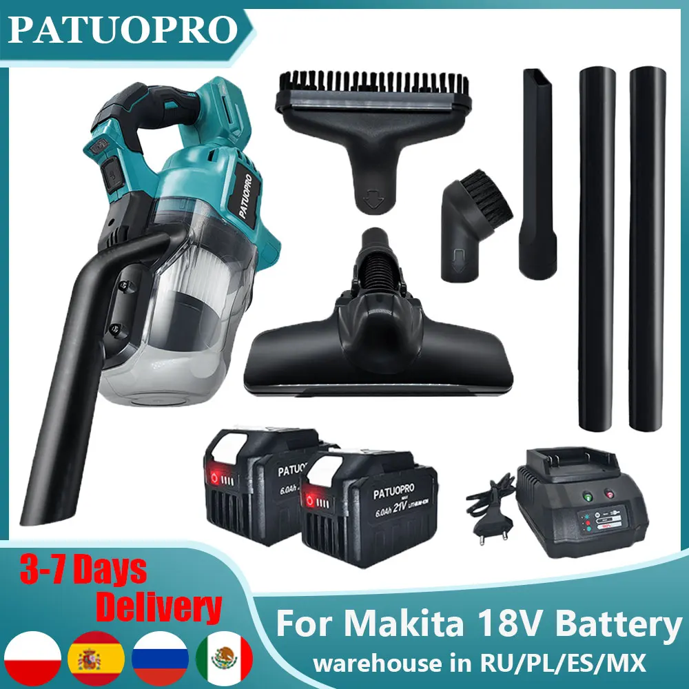 PATUOPRO cordless vacuum cleaner rechargeable handheld dust blower floor car pet hair multifunction cleaning tool for Makita 18V battery