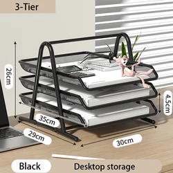 Sleek Black Mesh Letter Tray for Organized Desks & Efficient File Storage (3 - Tier Black)