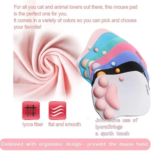 REBABA Mouse Wrist Rest, Mini Cute Cat/Dog Non-Slip Mouse Wrist Rest Pad  Cartoon Animal Shape Wrist Support Cushion for Office Computer Laptop(Cat)