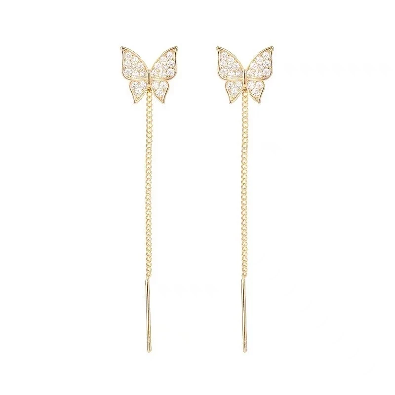 Butterfly Earrings Inlaid Zircon Delicate Simple Golden Personalized Jewelry Anniversary Gift