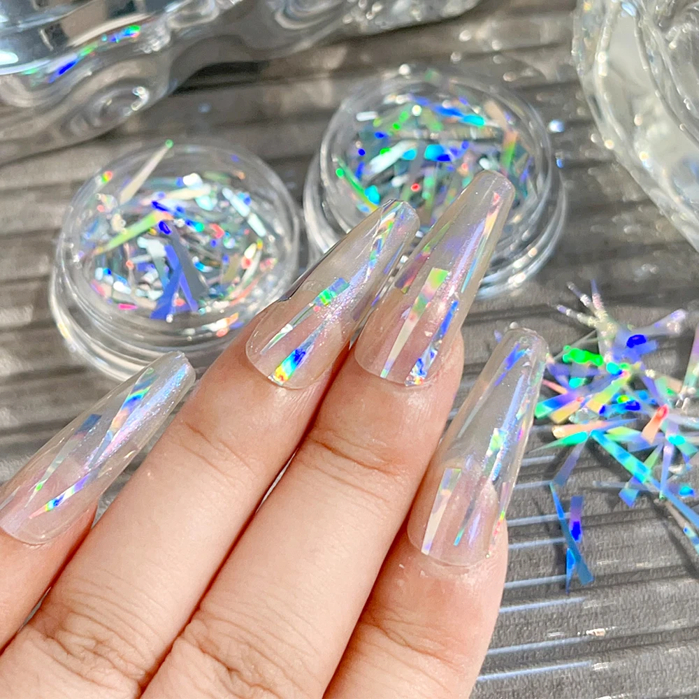 Clear Holographic Nail Sticker Broken Glass Design DIY Manicure Decals