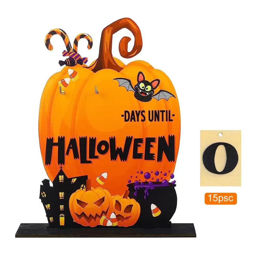1 Set Halloween Countdown Calendar Wooden Pumpkin Shape Kids Halloween Countdown Clock Festive Halloween Decorations