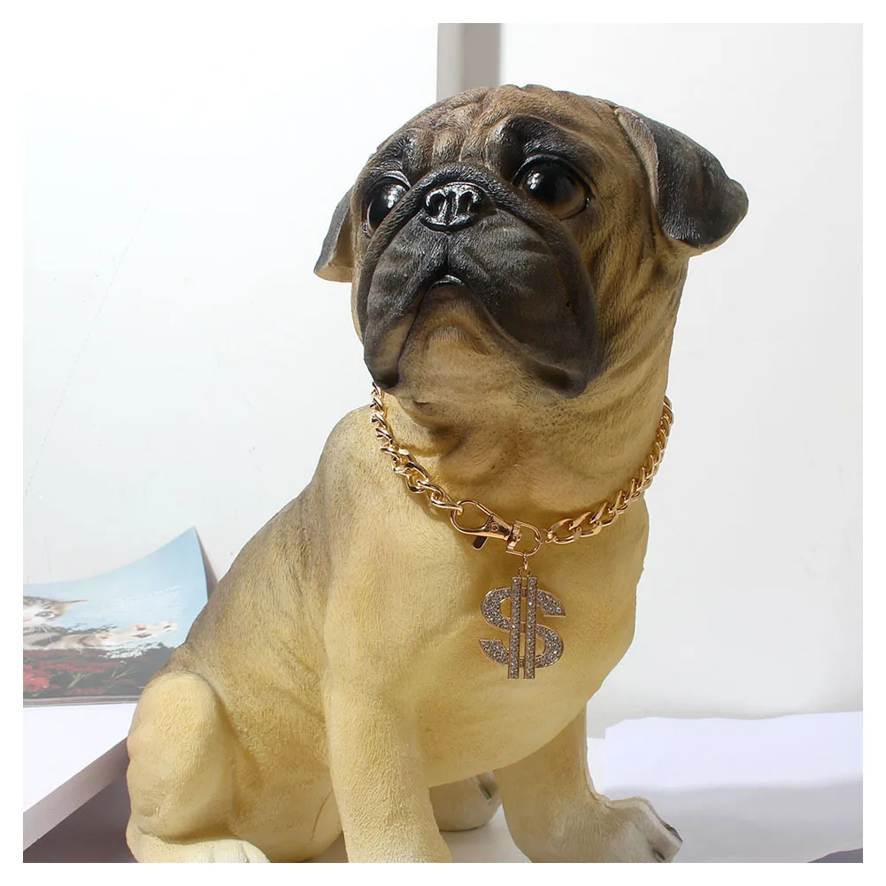 Dog Collar dog collar pet collar pet necklace Necklace for Small Medium Dogs Dollar Sign Pendants Hip Hop Gold/Silver Plated Chain Jewelry Pet Accessories