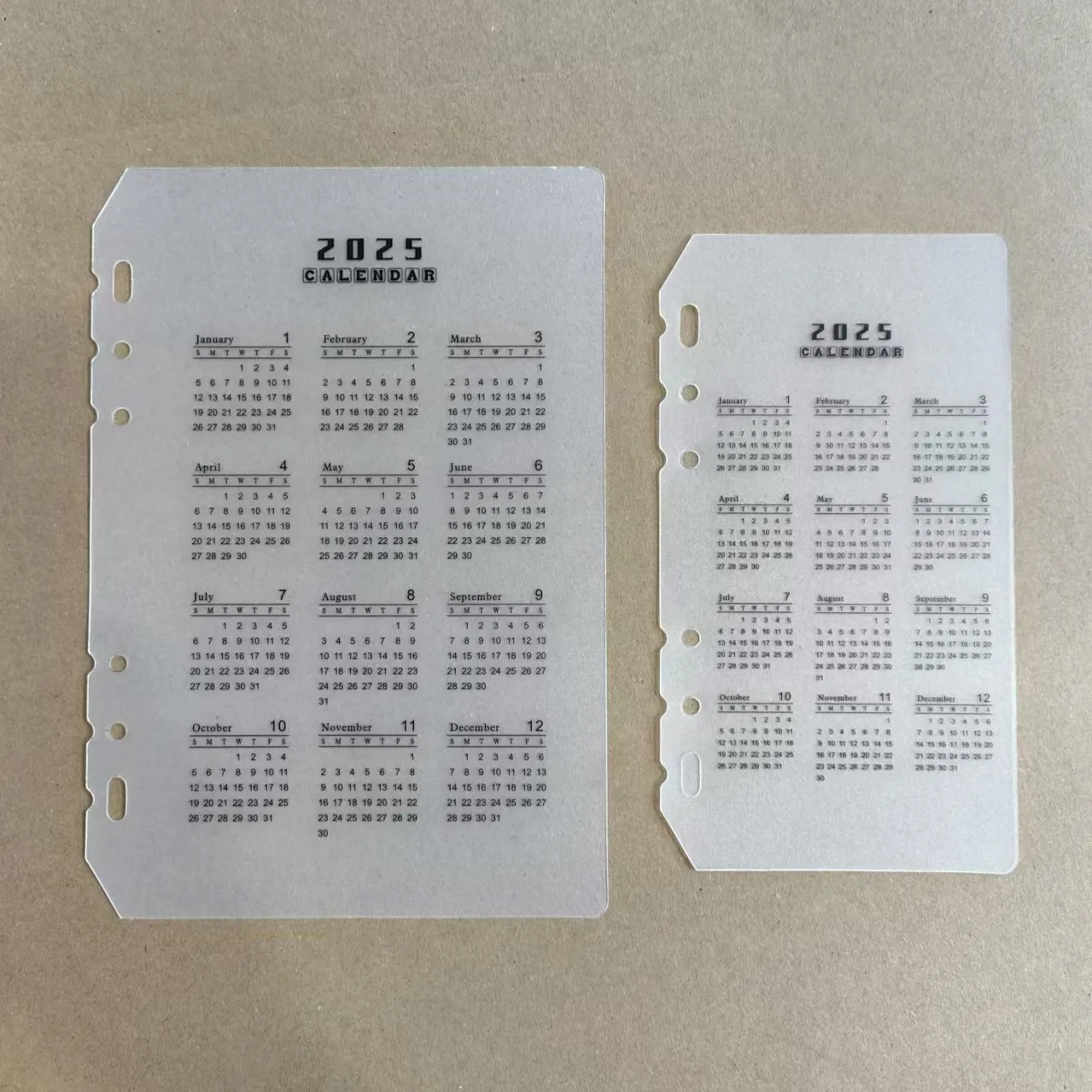 Loose Leaf Calendar Protective Pad Calendar A5 A6 6-hole Hand Account Loose-leaf Calendar Partition PP Frosted Transparent Protective Pad
