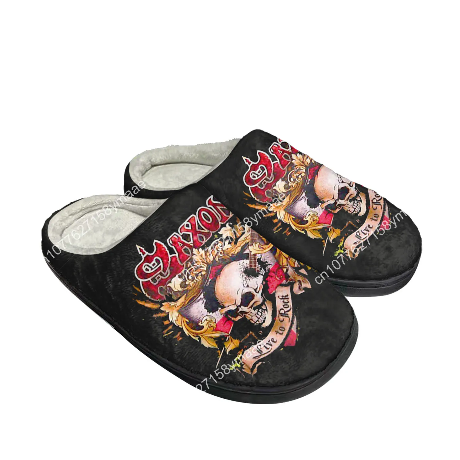 Saxon Metal Band Home Cotton Slippers Mens Womens Plush Bedroom DIY Keep Warm Shoes Thermal Indoor Slipper Customized Shoe