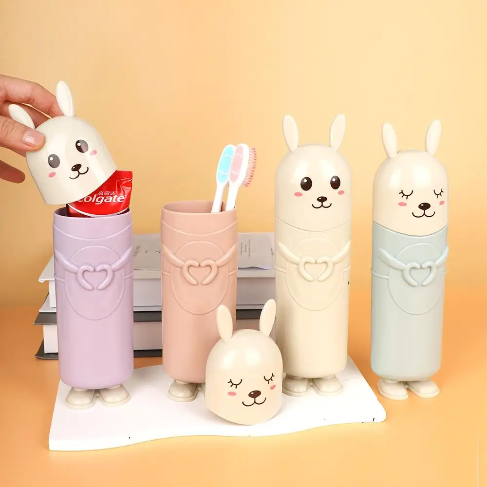 Portable Toothbrush Toothpaste Storage Case Container Cartoon Cute Rabbit Dustproof Toothbrush Storage Box for Bathroom Supplies toothbrush case toothbrush storage box