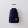 2022 Korea Spring Autumn Kids boys Hat Candy Color Baby Boys Knit Hat Baby Girls Bear Head Embroidery Kids Knitted Hat 5