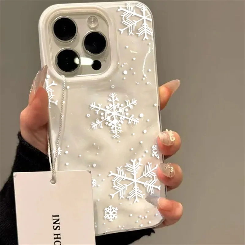 Elegant Snowflake Textured Winter Phone Case - Anti-Drop Soft Cover