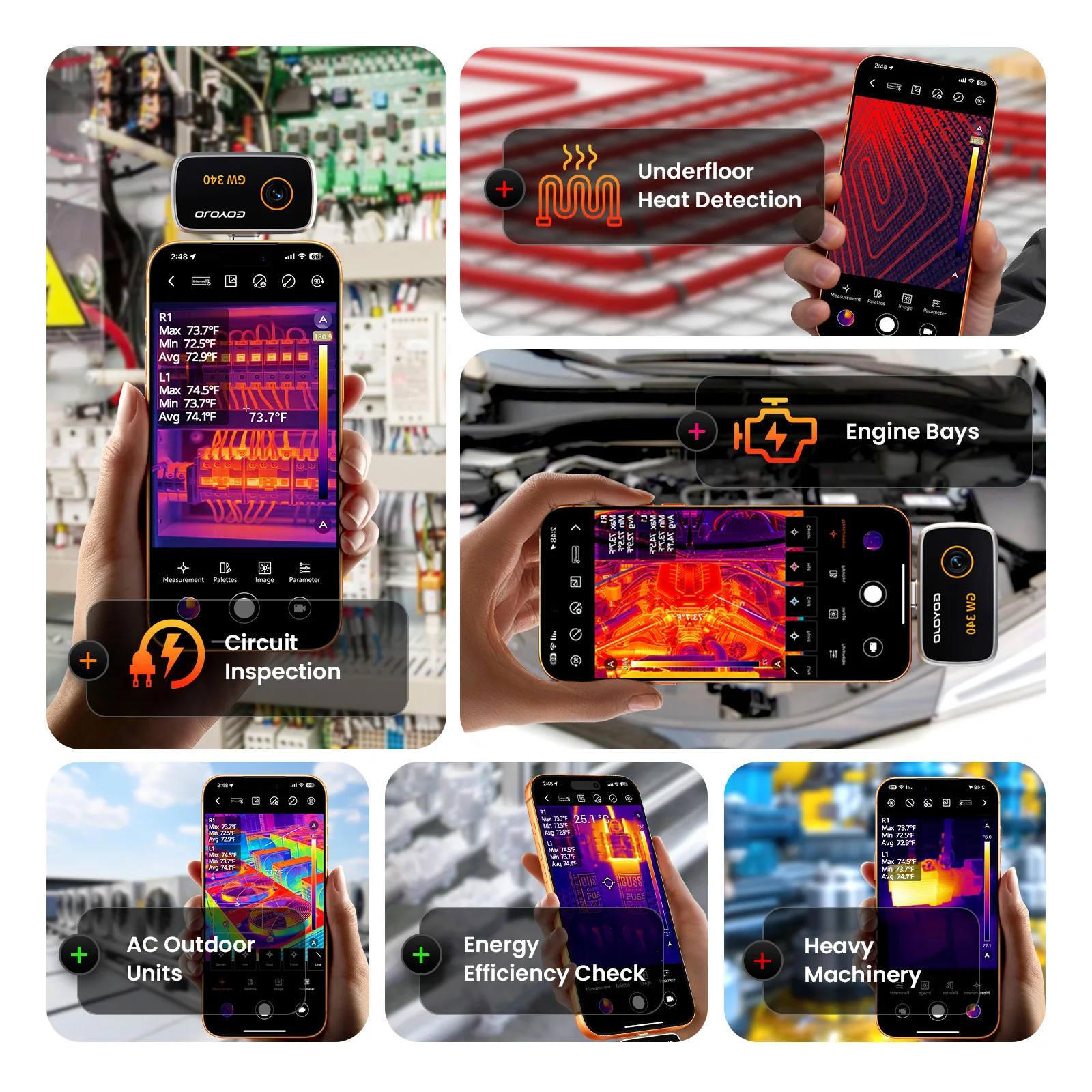 GW340 iPhone & Android Thermal Camera, 512x384 Super Resolution, 256x192 IR Reso