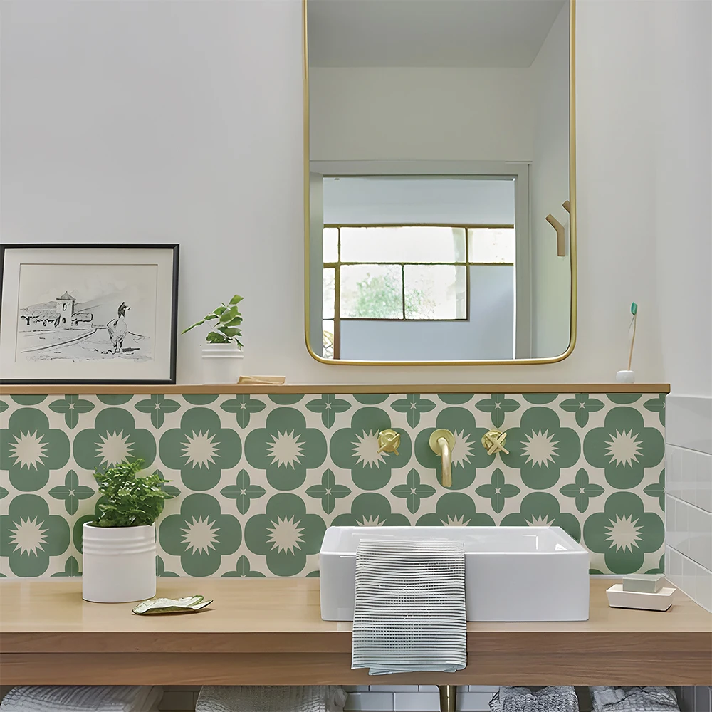 Removable Peel And Stick Waterproof Tile Kitchen Backsplash Sticker Vintage Self Adhesive Wall Tile Decal for Bathroom & Kitchen