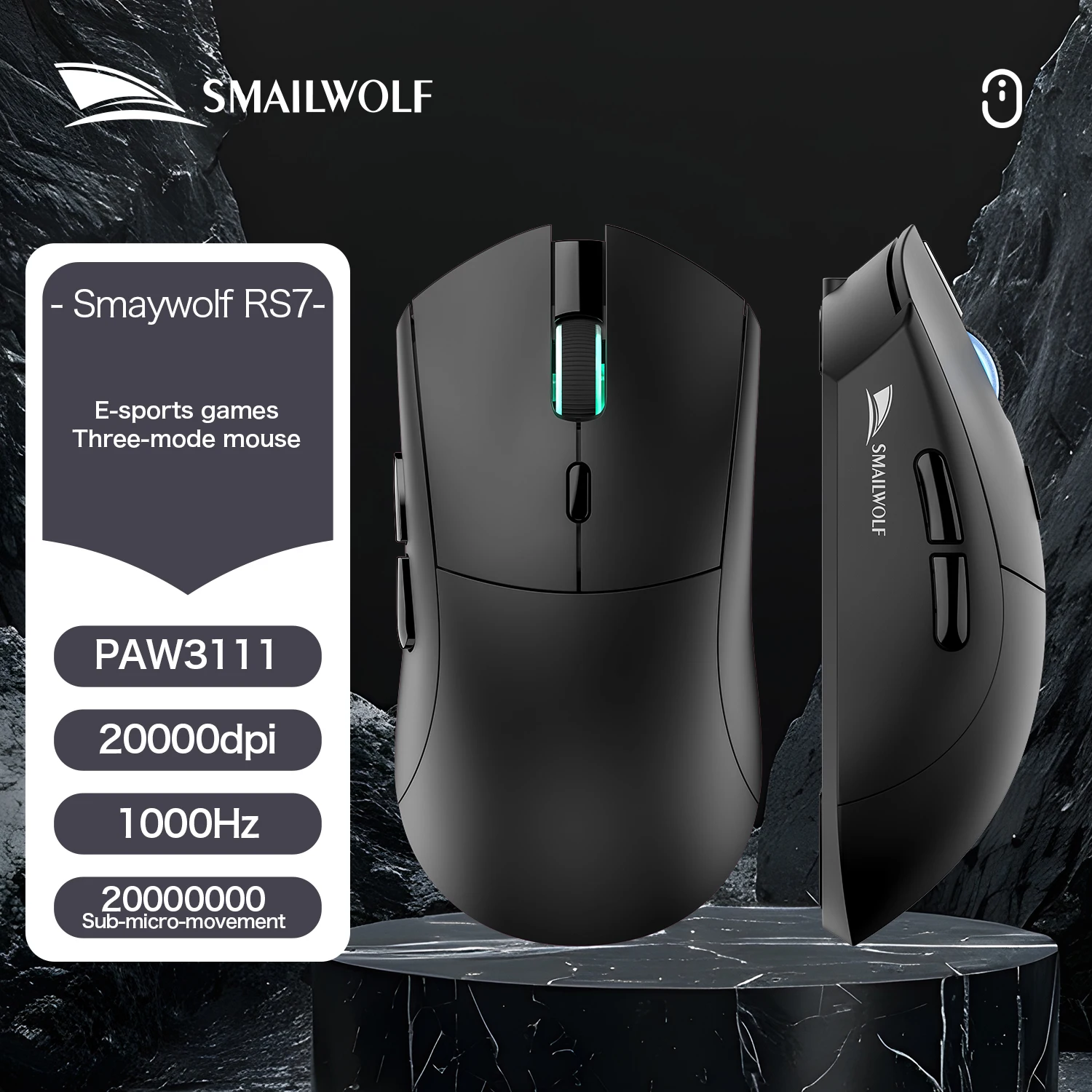 SMAILWOLF RS7 Mouse da gioco wireless Bluetooth PAW3311 driver macro computer portatile desktop gioco da ufficio 20000 dpi