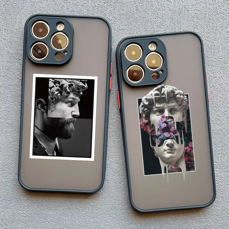 Artistic David & Mona Lisa Shockproof Phone Case - Aesthetic Design