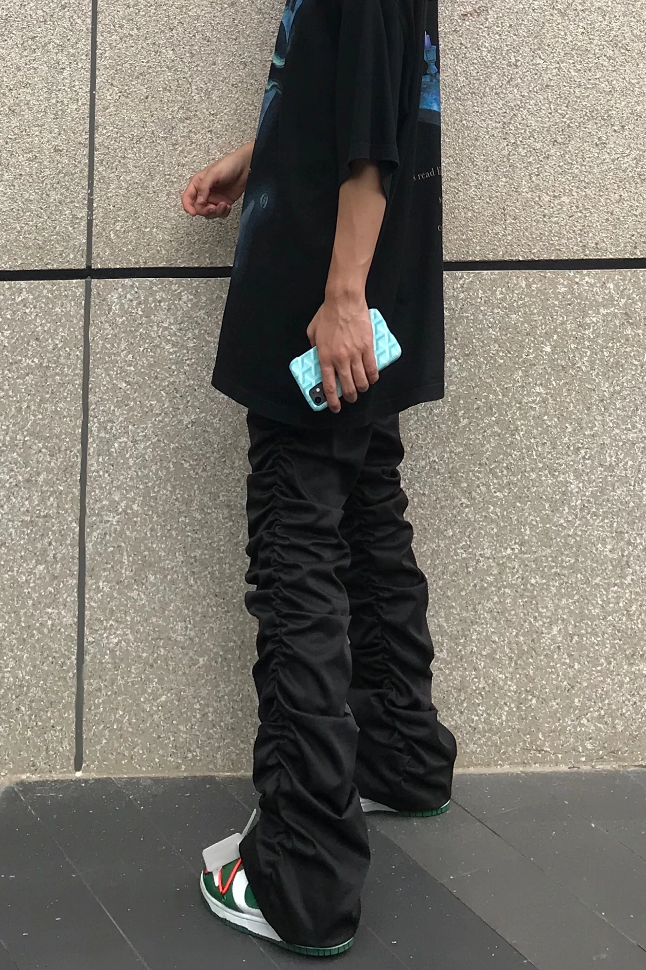 New Men Women Clothing Niche Original Pleated Stacked Micro Flare Pants Lovers Trousers Plus Size Costumes 27-46