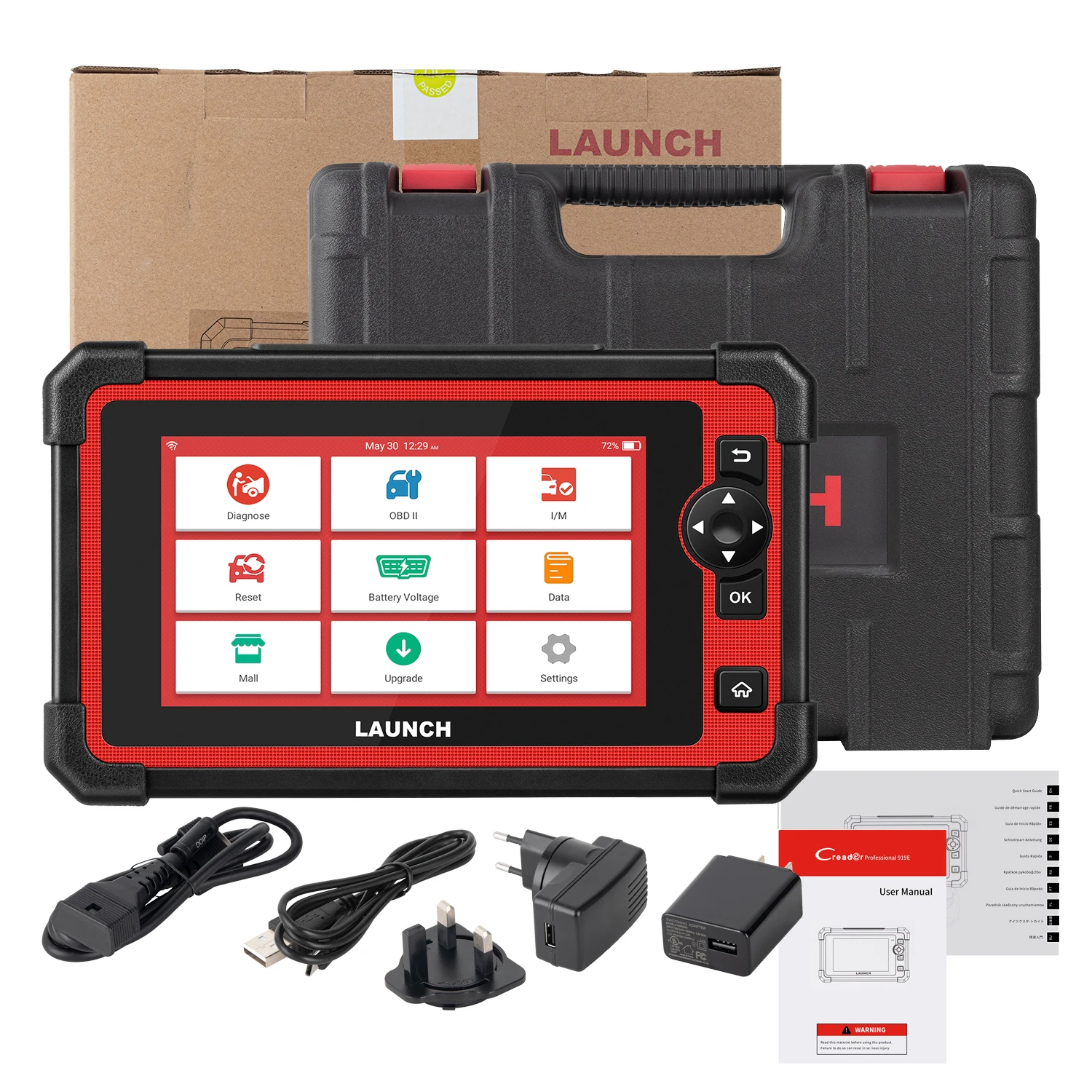  LAUNCH CRP909E OBD2 Valise Diagnostic Auto Tous Les systèmes,  28 Fonctions de réinitialisation,IMMO/réinitialiser la Lampe à  Huile/TPMS/saignement ABS/Codage d'injecteur, 2 ans de mise à jour gratuite