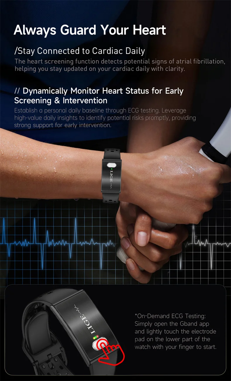 Smart Armband Mit Ekg Herzfrequenz Und Blutdruckmessgerät_voghion.com