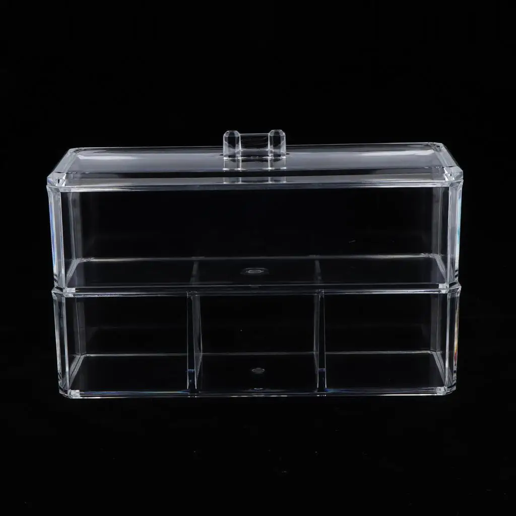 Dustproof Acrylic Makeup Cotton Pad Swab Storage Case Jewelry Cosmetic Box