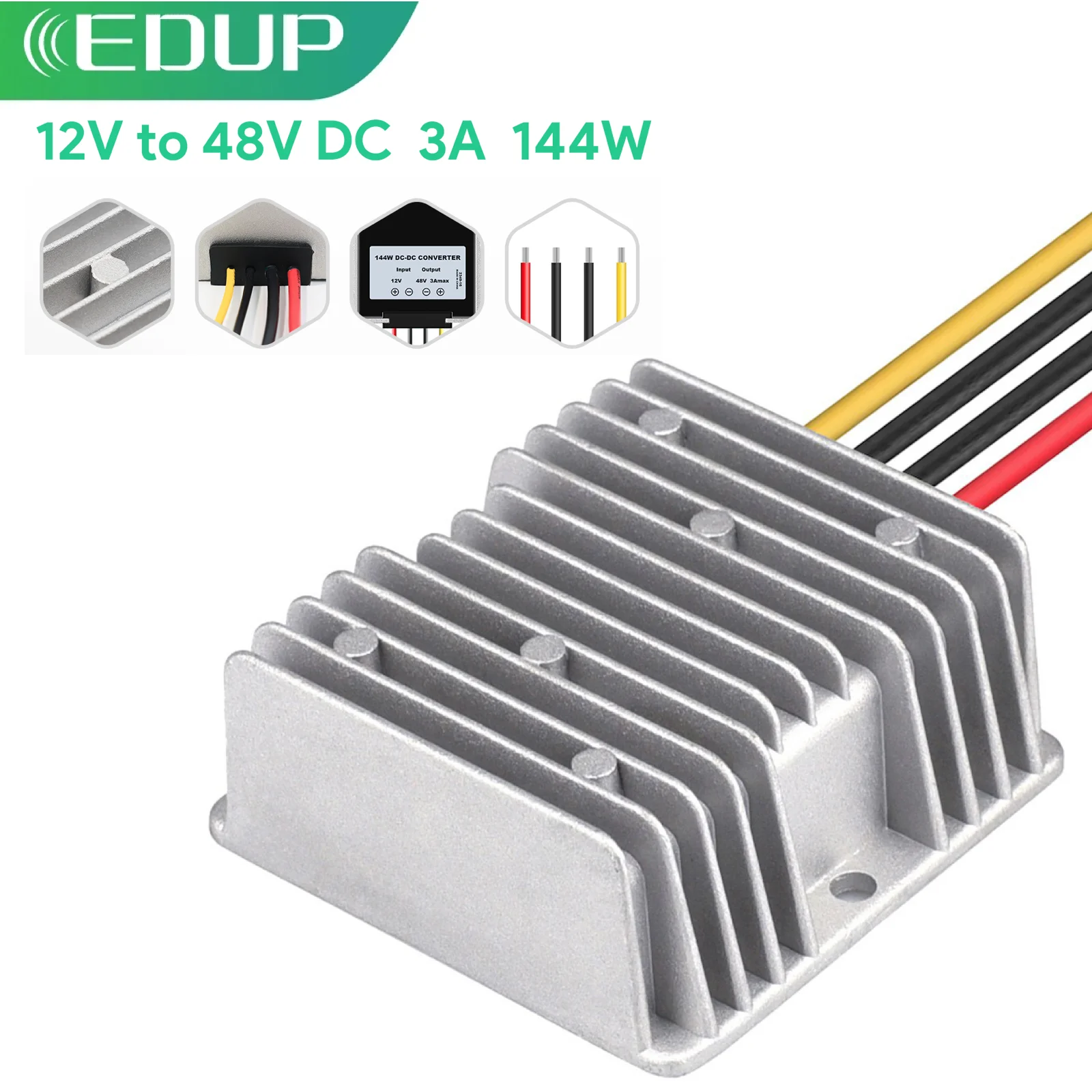Edup-conversor e Regulador de Voltagem para Injetor Poe 150w Acessórios Starlink de Carro 12v a 48v 3a Transformador de Potência 144w