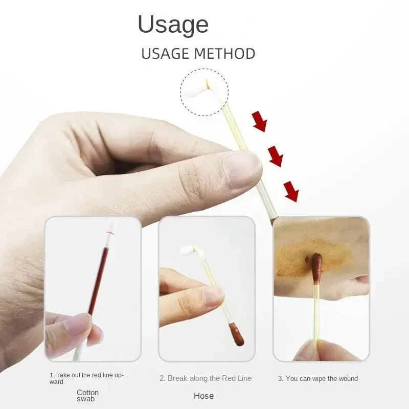 50/100 Pieces/pack Medical Cotton Swabs Multifunctional Baby Disinfection Stick Iodine Iodine Disposable Double Portable Stick cotton swabs