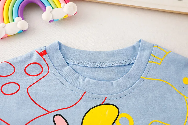 LJW 2022 Cartoon infant Suits Baby Clothing Set for Boys Girls Cute Summer Casual Clothes Set Striped Top+Shorts Kids Clothes Baby Clothing Set near me