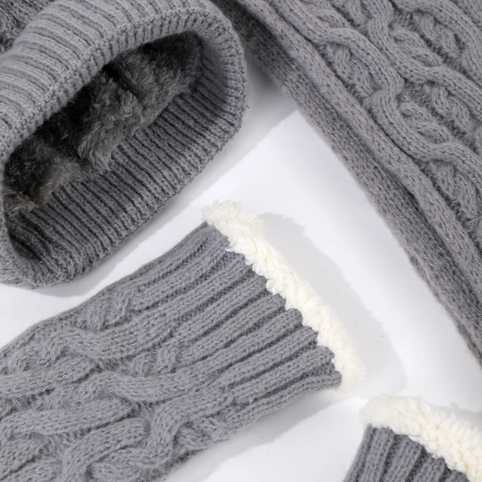 Women Solid Wool Fabric 3pc Gloves Scarf Hat Knitted Suit Striped Geometric Pattern Soft Coldproof Warm Thick Autumn Winter Gift
