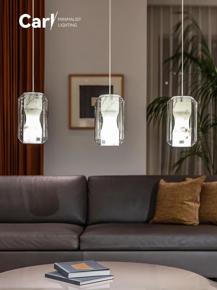 Modern Minimalist Living Room Dining Room Marble Glass Chandelier Creative Indoor Bedroom Bedside Stairs Ceiling Lamp 4