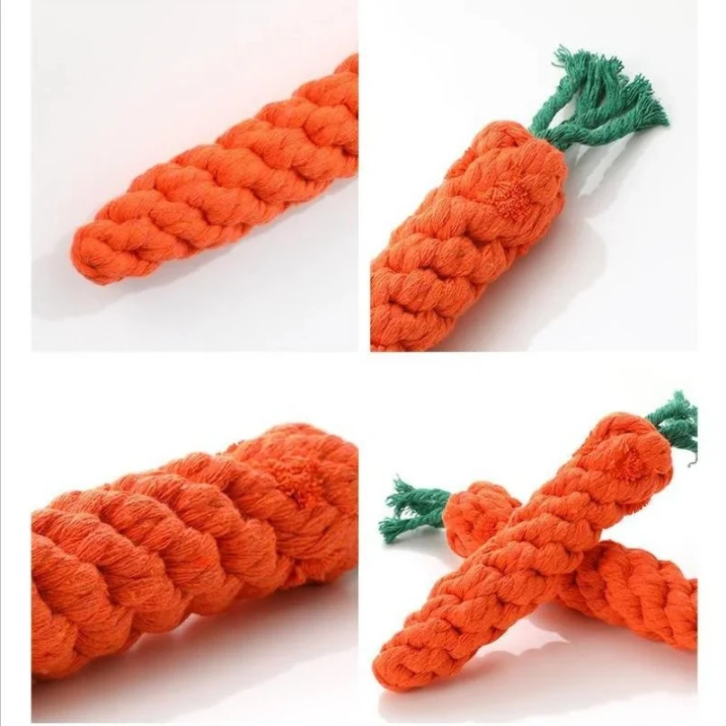 1pc Pet Knot Toy for Dog and Cat Carrot Shape Dog Chew- Cotton Rope Toys for Dogs and Cats 3