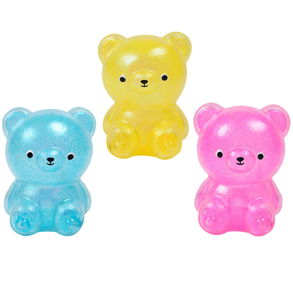 

3pcs Bear Squeezing Toy Animal Stretchy Toy Cute Bear Shaped Decompression Toy Squeeze Plaything Mixed Color
