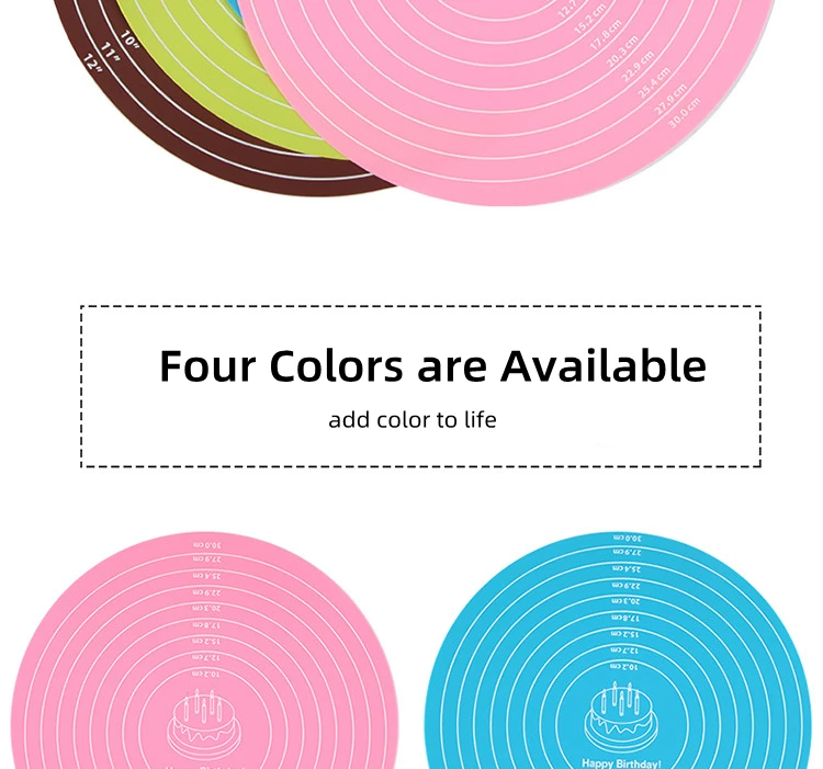 Round Silicone Baking Mat Non-Slip Pastry Turntable Nonstick Dough Kneading Pad