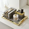 European Leather Tissue Box Modern Desktop Pumping Boxes Texture Bedroom Tissues Organizer Creative Home Decoration Ornaments 5
