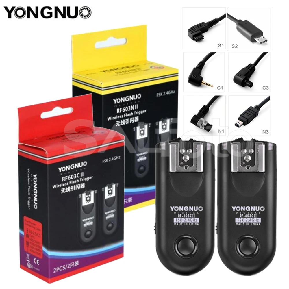 Yongnuo RF-603 II 2.4G Wireless Flash Trigger Transceiver Remote Control RF603II C1 C3 N1 N3 S1 S2 for Canon Nikon Sony Camera