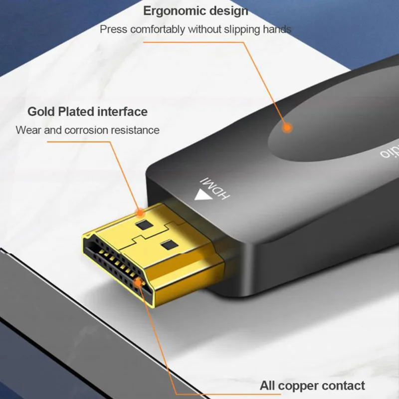 HDMI-compatible to VGA Cable Converter Male To Famale Converter Adapter 3.5mm Jack Audio HD 1080P For PC Laptop Tablet