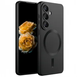 Magnetic Shockproof Metallic Case with Camera Lens Cover for Galaxy A57 (Black)