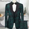 Thorndike Men Spring 3 Pieces Classic Blazers Suit Sets Men Business Blazer +Vest +Pants Suits Sets Autumn Men Wedding Party Set 1