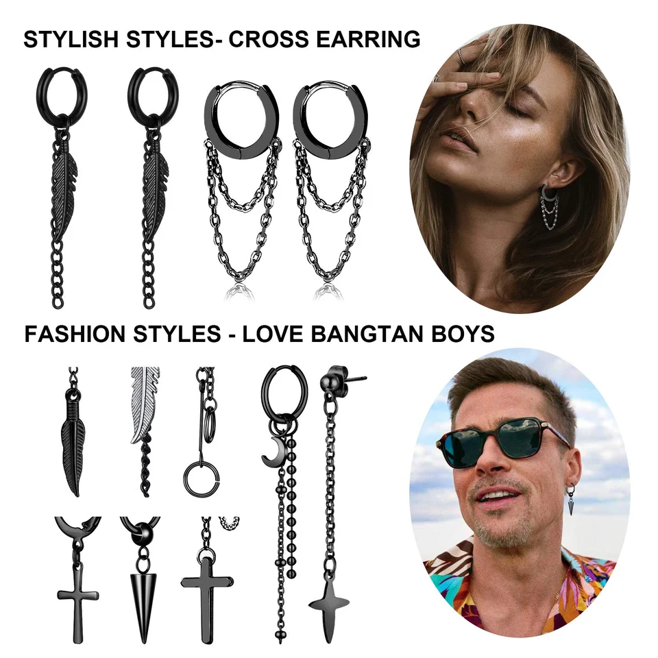 Orecchini Religiosi Acciaio Orecchini Pendenti A Croce In Acciaio Inox - Per Donna, Stile Goccia, Anello Huggie O Cerchio, Chiusura A Pressione Christopher Cross - Foto 9