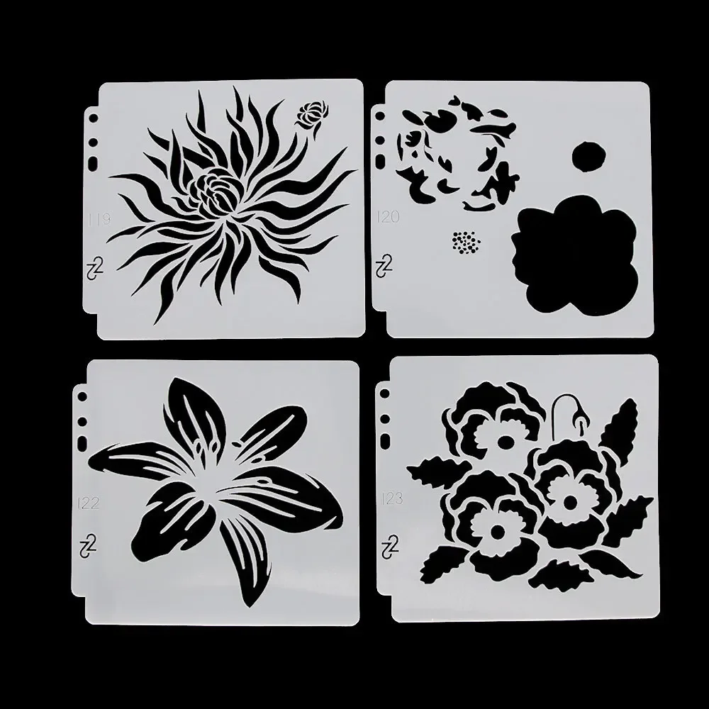 9Pcs/Set 13x14cm Flowers Daisy Rose Lip DIY Layering Stencils Painting Scrapbook Coloring Embossing Album Decorative Template