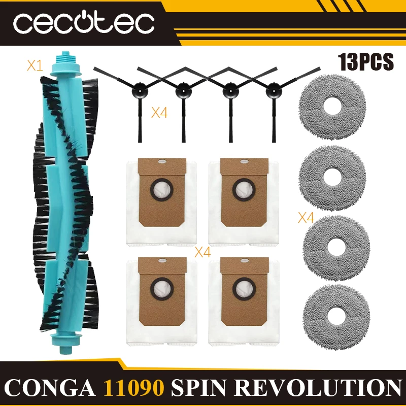 Cecotec Conga Enhanced Cleaning Kit: Main Brush, Side Brush, HEPA Filter, Mop, Dust Bag Replacement Set