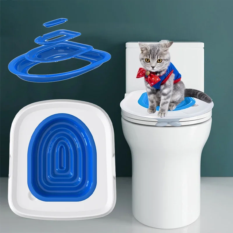 Pet Cat training Toilet Seat Pet Plastic litter Box Tray Kit Professional Trainer Clean Kitten Healthy Cats Human Toilet Cat Mat
