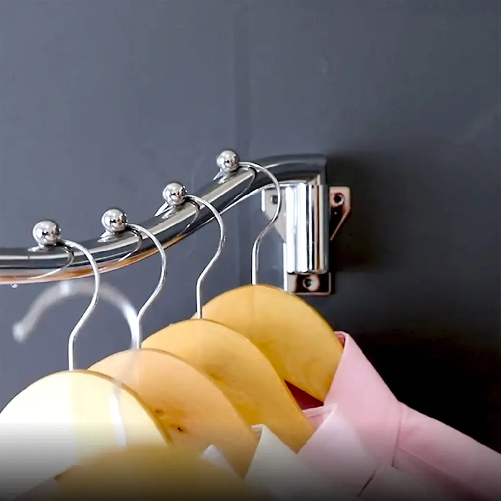 2pcs/set 180&deg;Foldable Wall Mounted Clothes Hanger Rack For Laundry Room Clothes Rail Wall Mounted