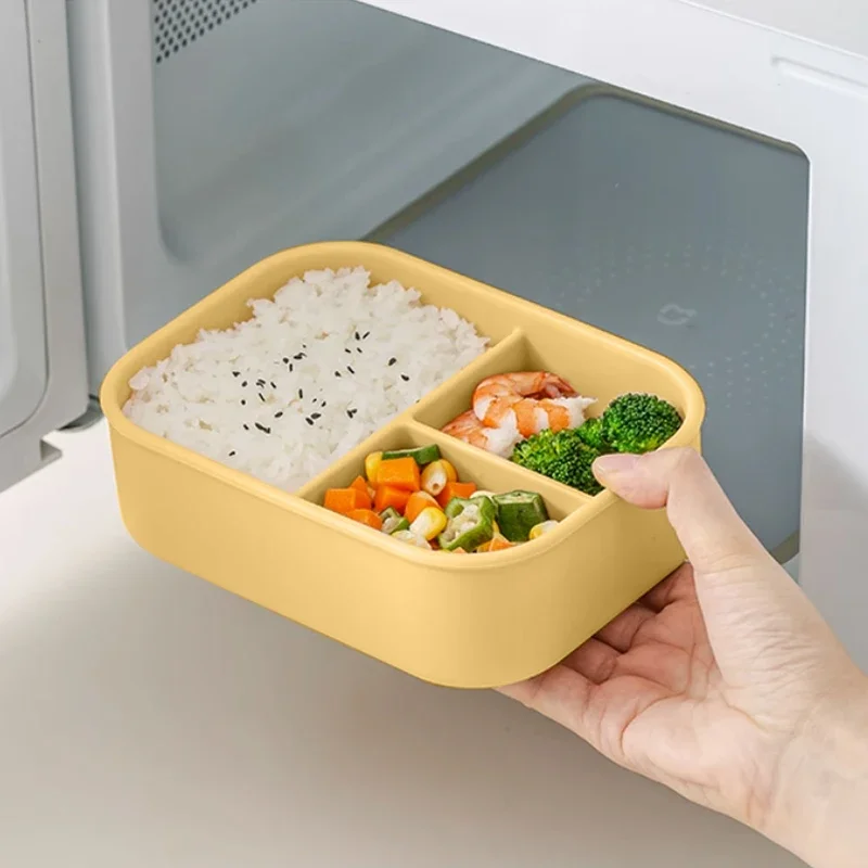 100% Food Grade Silicone Feeding Plate Soft BPA Free Three Lattice Silicone Lunch Box