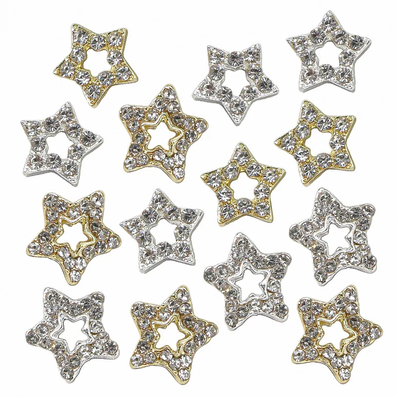 

20pcs Hollow Pentagram Star Nail Charms Jewelry Luxury Nail Parts Gem Stones Crystal Rhinestones Nail Art Decoration Accessories