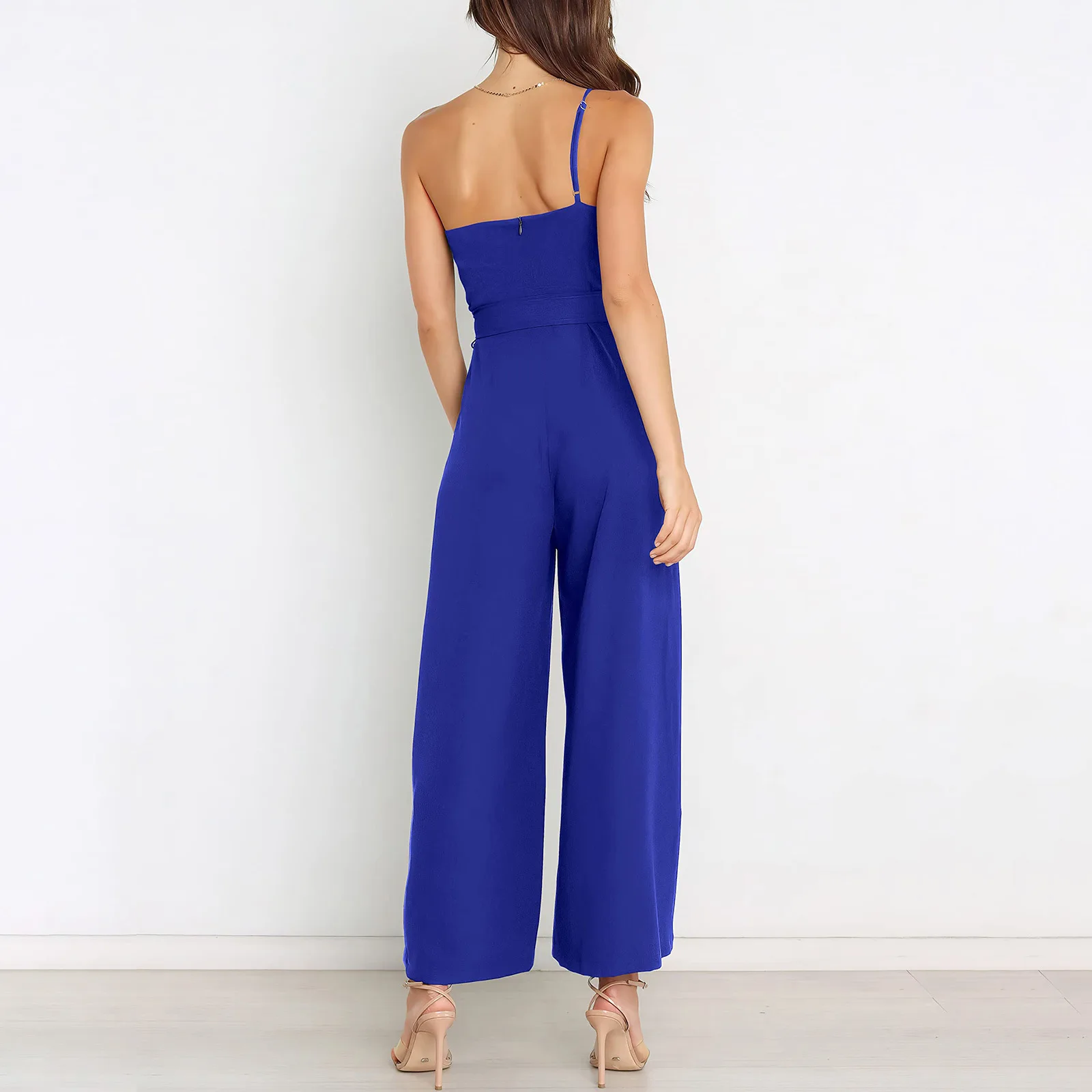 Women's Jumpsuit 2023 Summer New Fashion Casual Temperament Commuter Solid Color Strapless Tie Jumpsuit Female