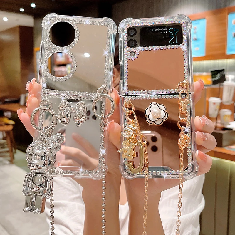 Custodia Funda Per Samsung Galaxy Z Flip 4 Z Flip 3 Z Flipz Flip 2 Custodia Protettiva Antiurto A Specchio Anti Caduta