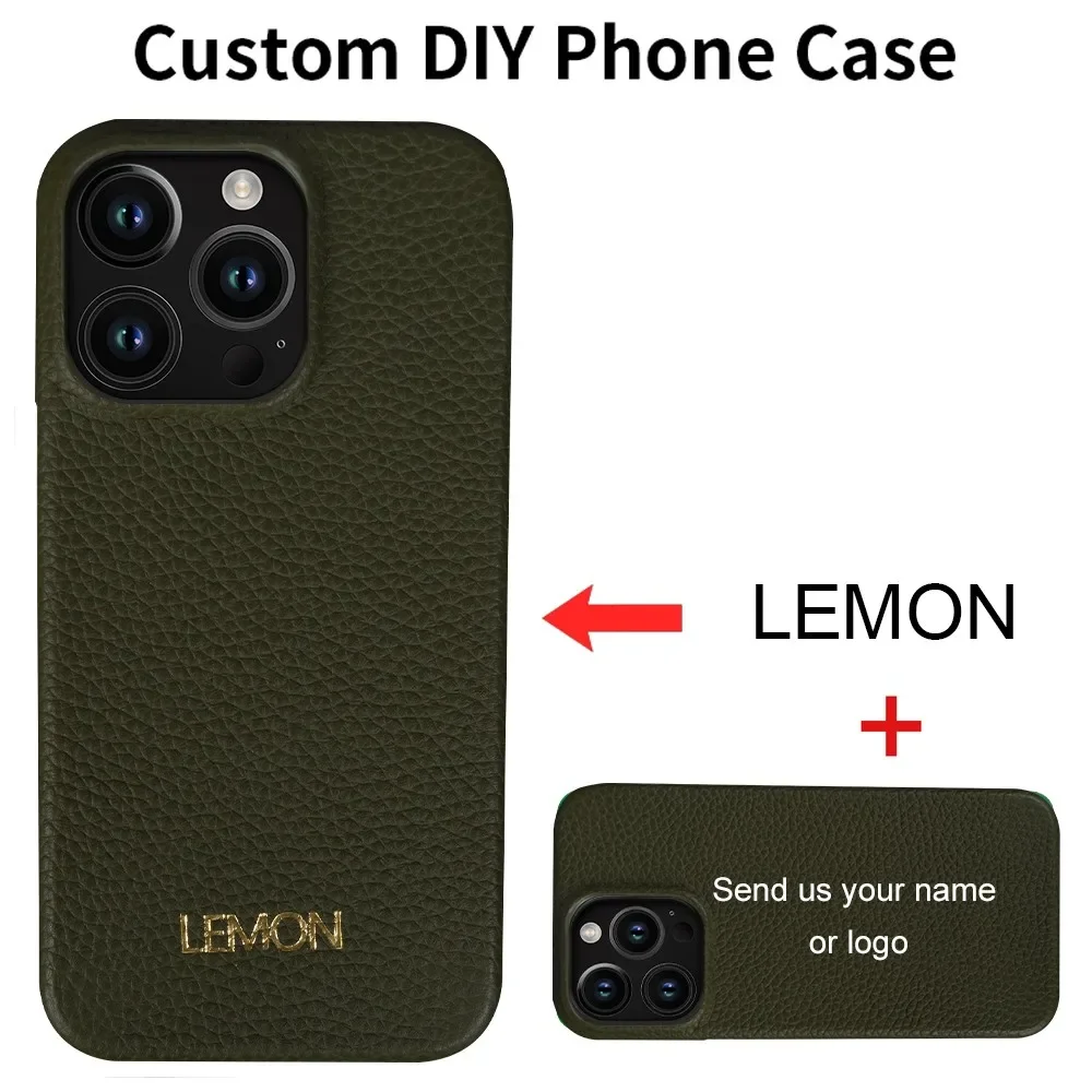 Luxury Custom Logo Genuine Leather Shockproof Phone Case Cover